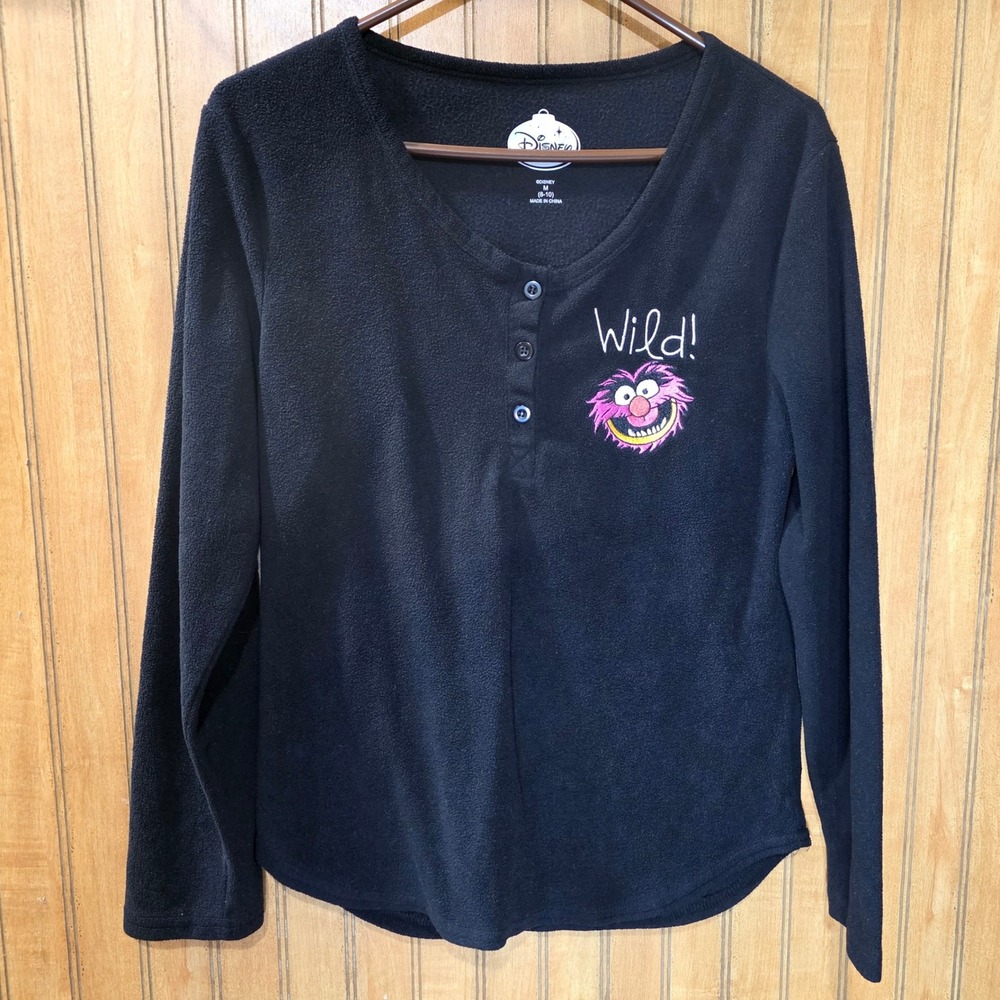 Disney Animal Muppets Sleepwear Shirt Top Wild! Fleece Pullover Black‎ M (8-10)